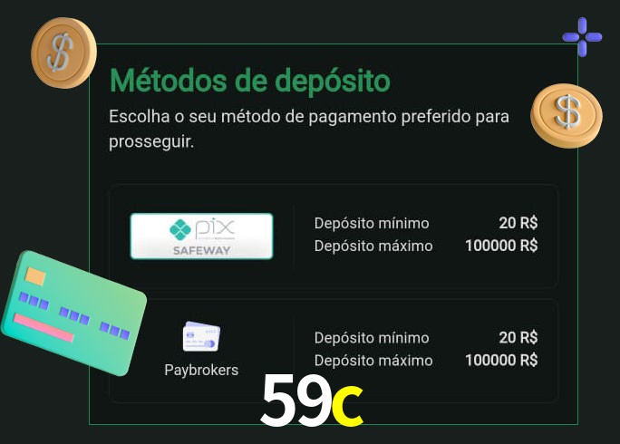 O cassino 59c oferece uma grande variedade de métodos de pagamento